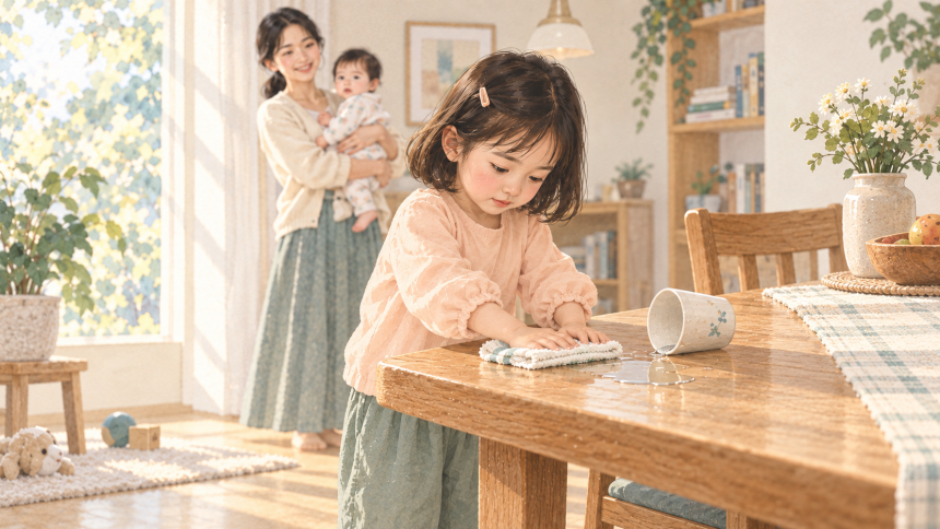 엄마를 부르지 않고 닦은 식탁