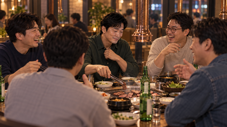 동창들 식탁의 합석 손님